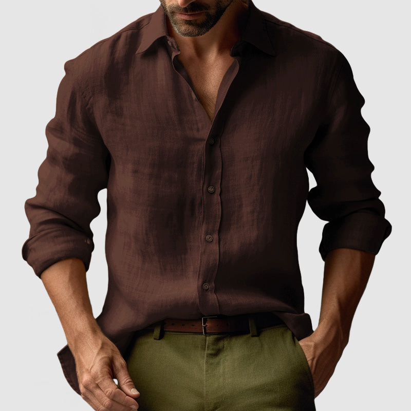 Camicia in Lino Vintage a Maniche Lunghe