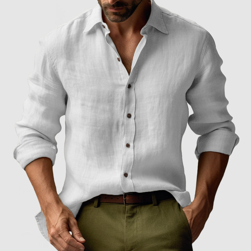 Camicia in Lino Vintage a Maniche Lunghe