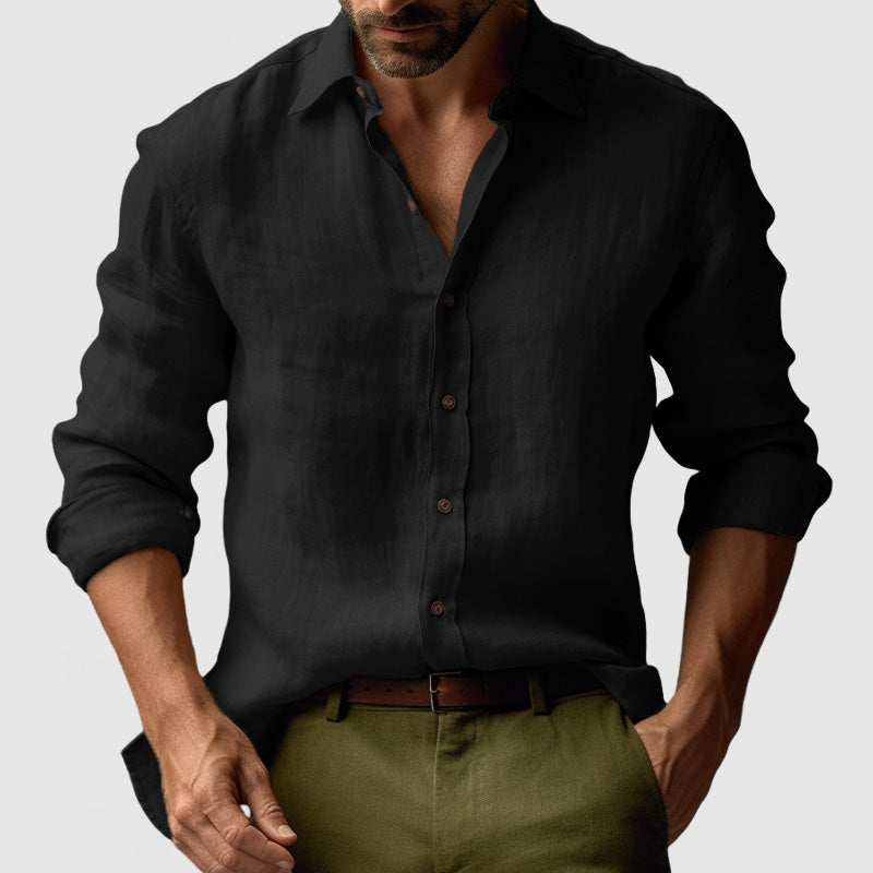 Camicia in Lino Vintage a Maniche Lunghe